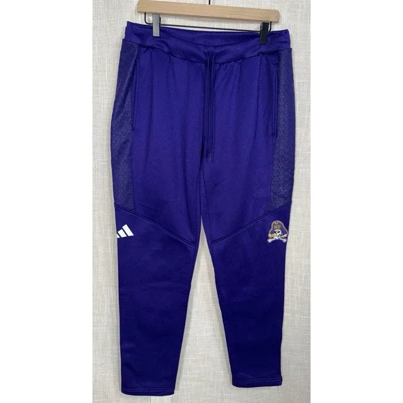 Adidas East Carolina Pirates ECU Purple Black Joggers Pants Shirt Men's L Large - Picture 5 of 12